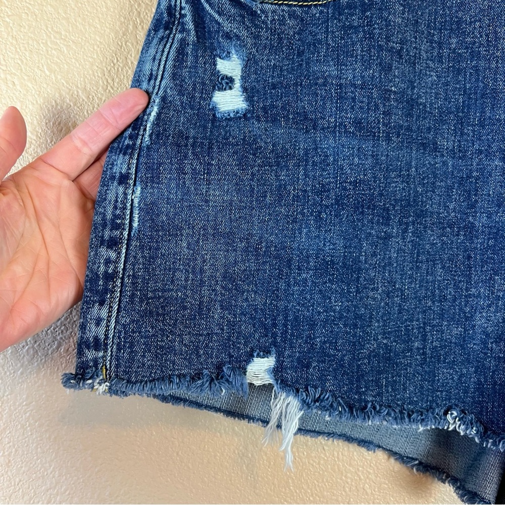 aerie Dark Blue Distressed Denim Jean Shorts - Picture 6 of 12